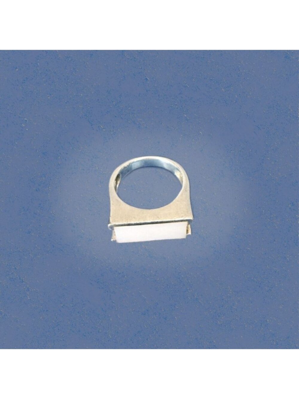 Sterling Silver Mother of Pearl Rectangle Signet Ring Size 8.5